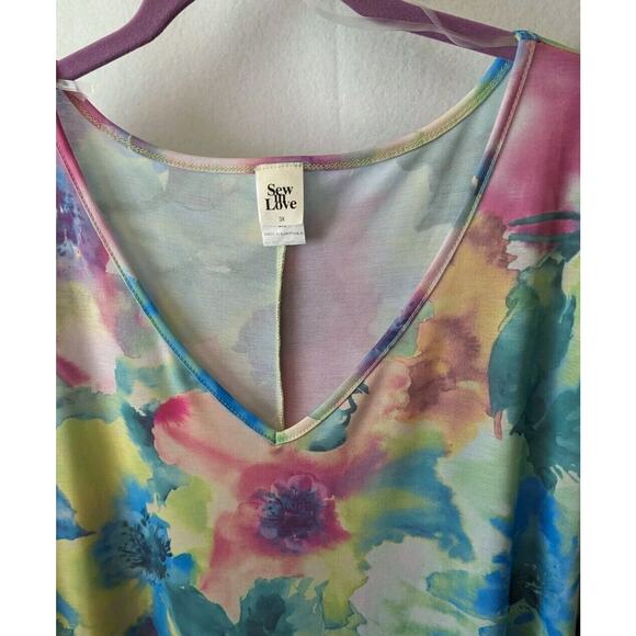 Sew In Love Watercolor Floral Print Dress Stretchy Long Sleeve Wmns 3X worn Once - Picture 8 of 9
